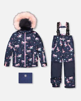 Two-Piece Play Snowsuit Navy Unicorn Print - H10PG95_037