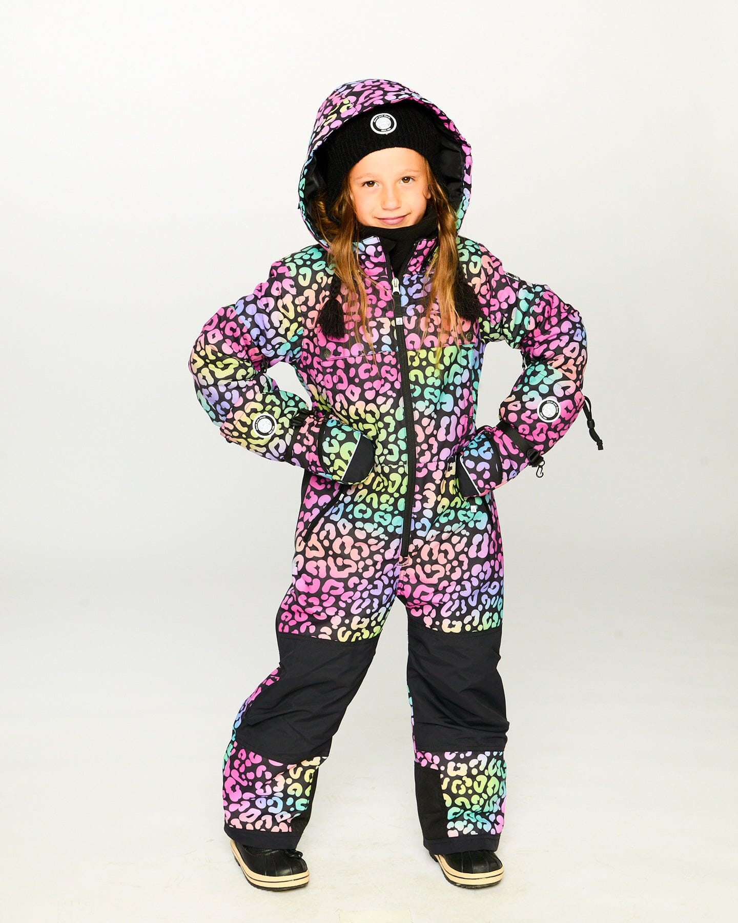 One-Piece Teknik Snowsuit Rainbow Leopard Snowsuits Deux par Deux 