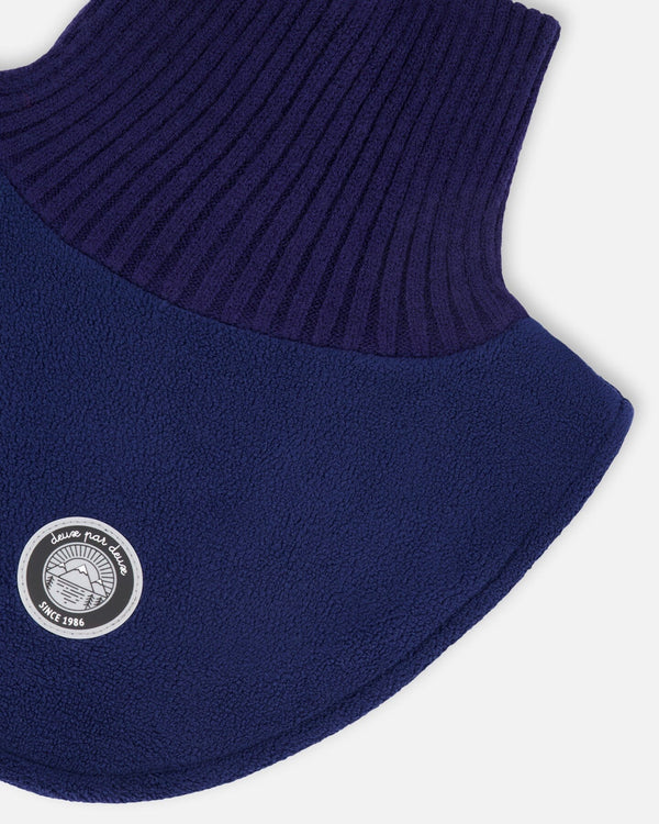 Polar Fleece And Knit Neckwarmer Navy Blue - H10XCOL_479