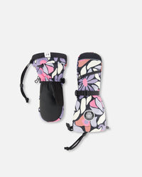 Winter Mittens Teknik Black Retro Flower Print - H10XM203_013