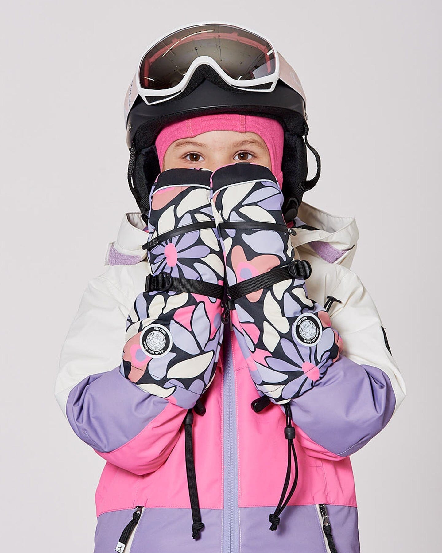 Winter Mittens Teknik Black Retro Flower Print - H10XM203_013