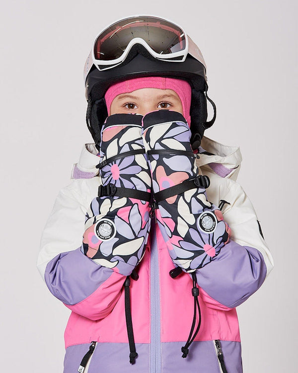 Winter Mittens Teknik Black Retro Flower Print - H10XM203_013