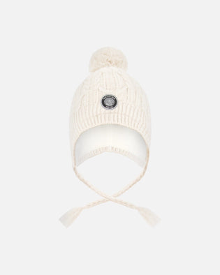 Lined Winter Hat With Pompom Off-White - H10XT1_165