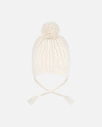Lined Winter Hat With Pompom Off-White - H10XT1_165