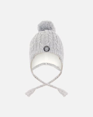 Lined Winter Hat With Pompom Heather Gray - H10XT1_194