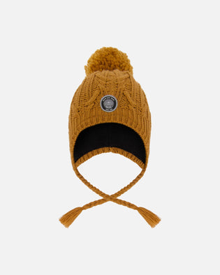 Lined Winter Hat With Pompom Brown Sugar - H10XT1_967
