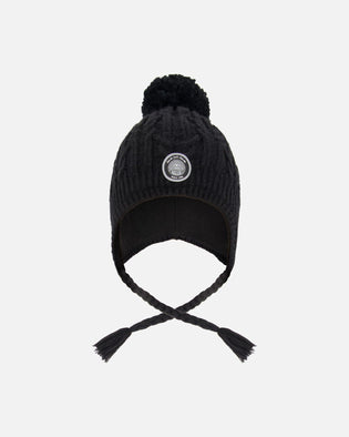 Lined Winter Hat With Pompom Black - H10XT1_999