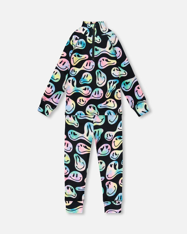 Two-Piece Thermal Underwear Set Smiley Face Girl - H10Y600_018