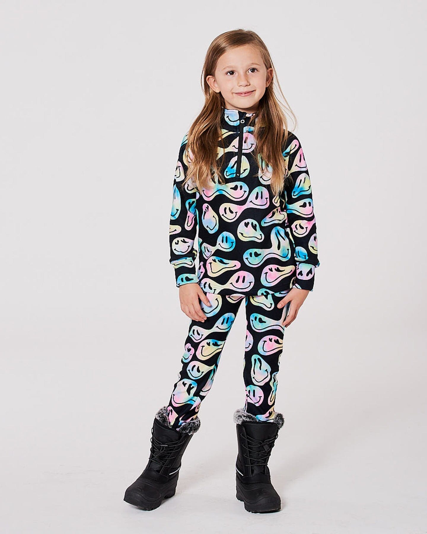 Two-Piece Thermal Underwear Set Smiley Face Girl - H10Y600_018