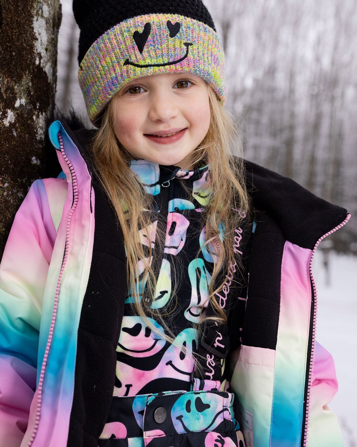 Two-Piece Thermal Underwear Set Smiley Face Girl - H10Y600_018