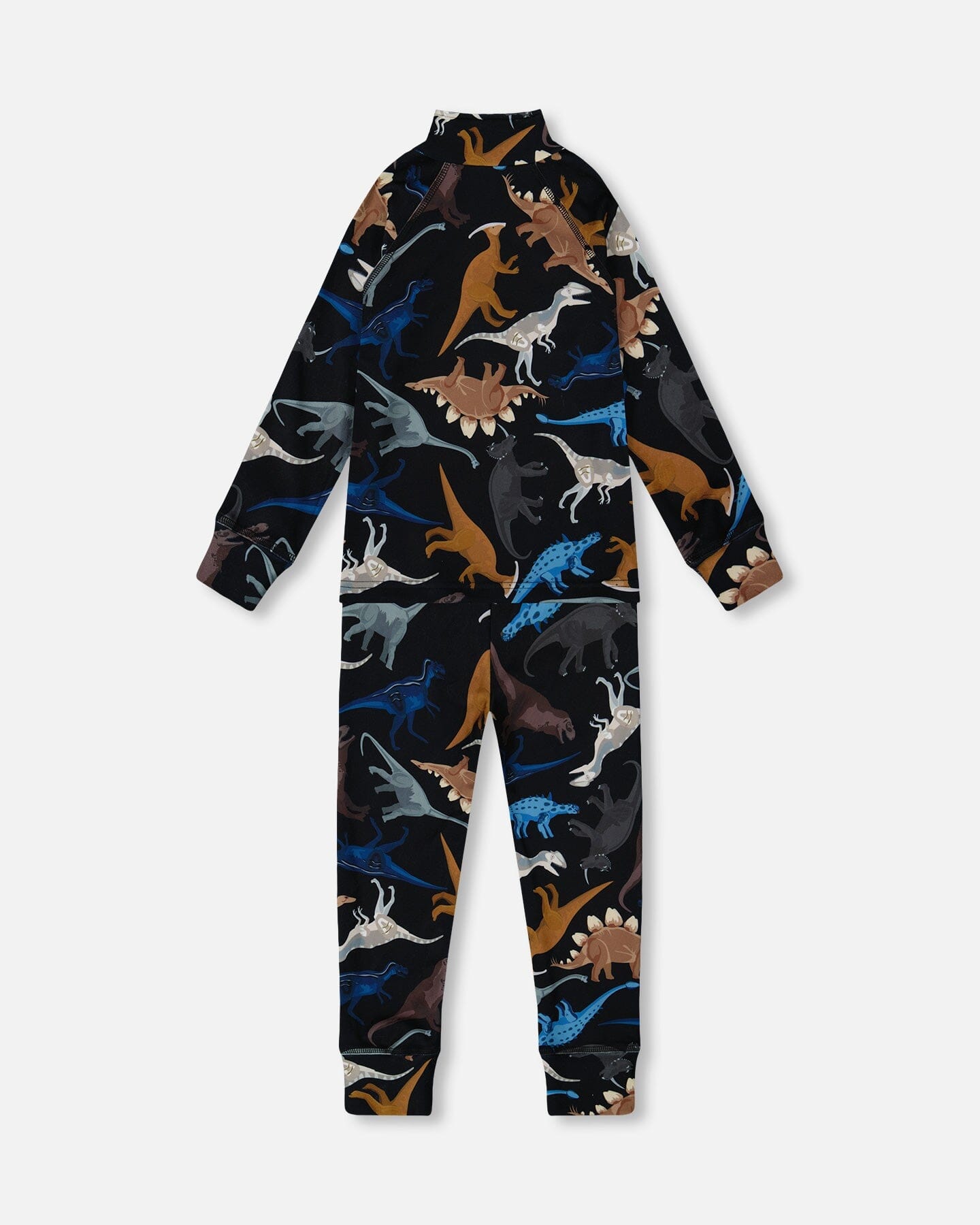 Two-Piece Thermal Underwear Seat Black Dinosaur Print - H10Y600_026