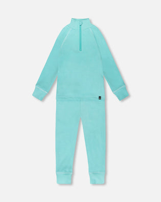 Two-Piece Thermal Underwear Set Turquoise Blue - H10Y600_407