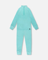 Two-Piece Thermal Underwear Set Turquoise Blue