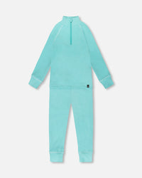Two-Piece Thermal Underwear Set Turquoise Blue - H10Y600_407