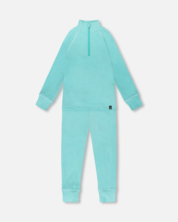 Two-Piece Thermal Underwear Set Turquoise Blue - H10Y600_407