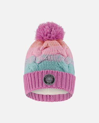 Lined Knit Pompom Hat Pink, Orange And Turquoise - H10Z27_000