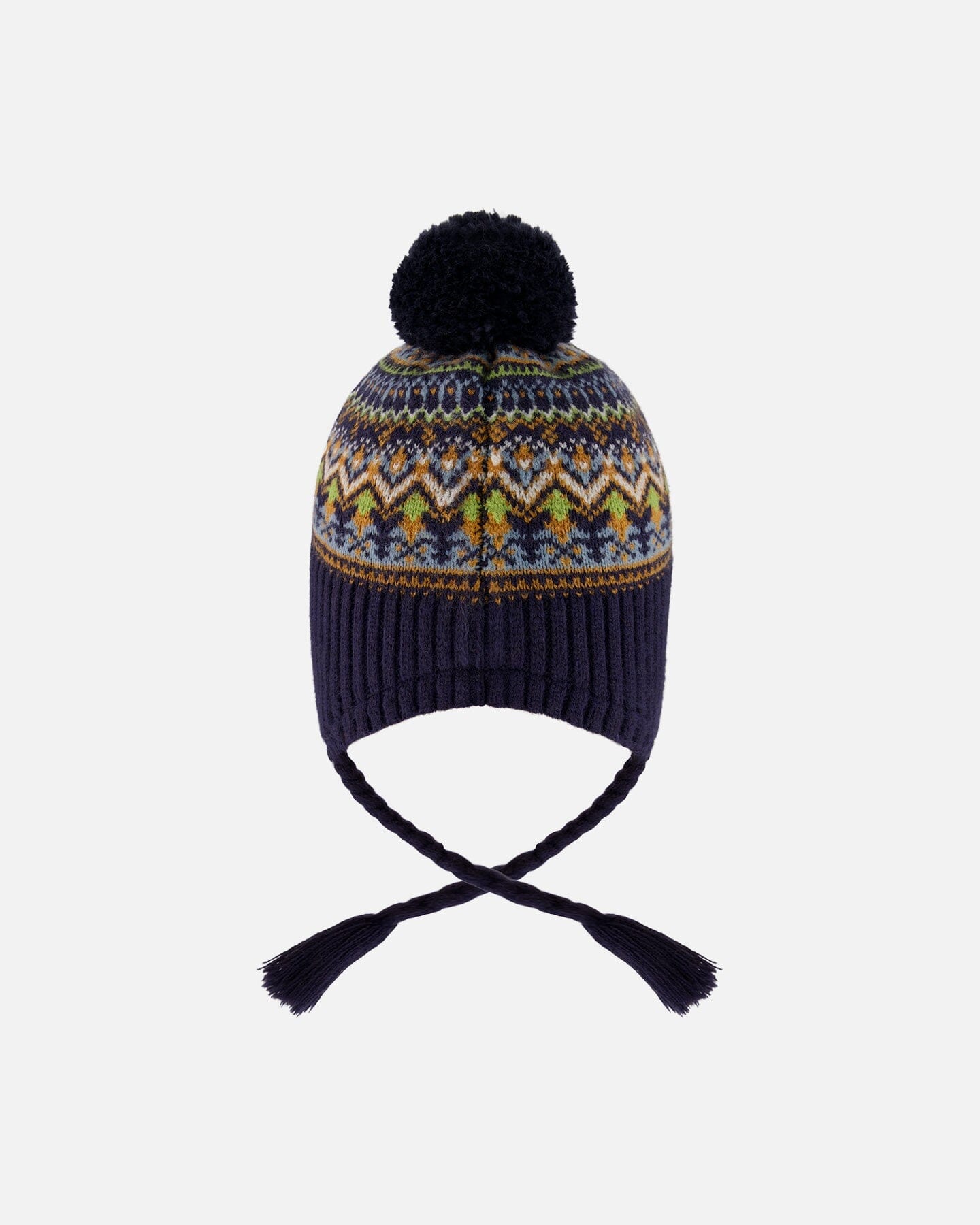 Lined Peruvian Knit Hat With Pompom Taupe And Navy - H10Z46_000