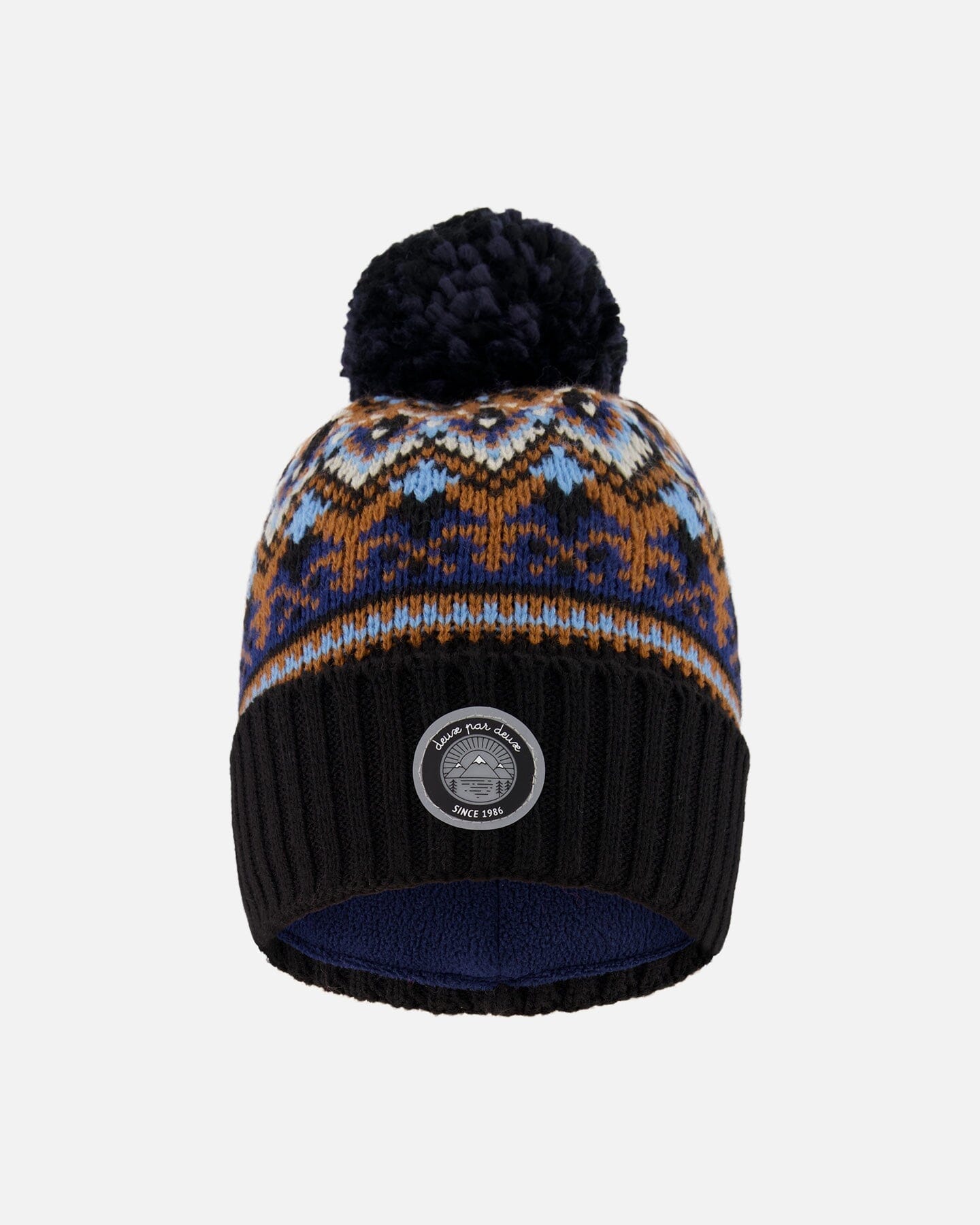 Lined Knit Winter Hat With Pompom Taupe And Navy - H10Z50_000