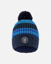 Lined Knit Winter Hat With Pompom Black And Blue - H10Z57_000