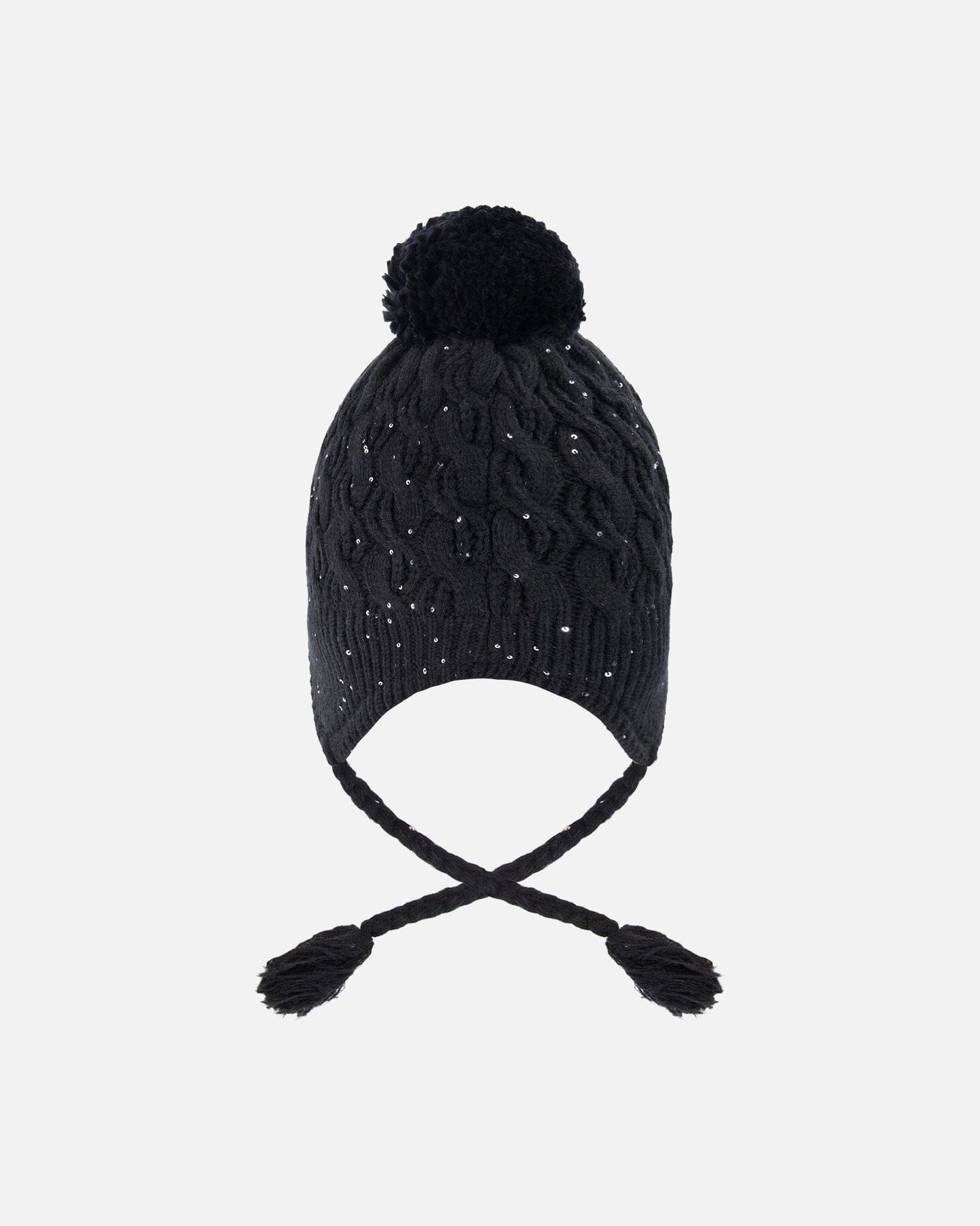 Winter Peruvian Knit Hat With Pompom And Lining Black - H10Z62_999