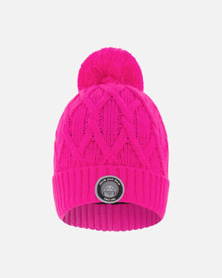 Lined Knit Pompom Hat Fuchsia - H10Z65_699