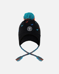 Lined Winter Peruvian Knit Hat With Pompom Black - H10Z68_999