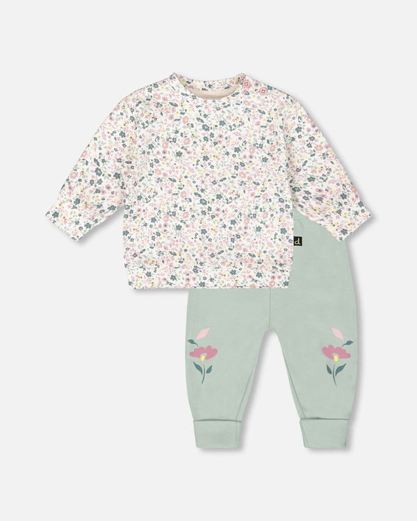 Organic Cotton Evolutive Pant And Long Sleeve Top Set Jade Green - H20A14_325