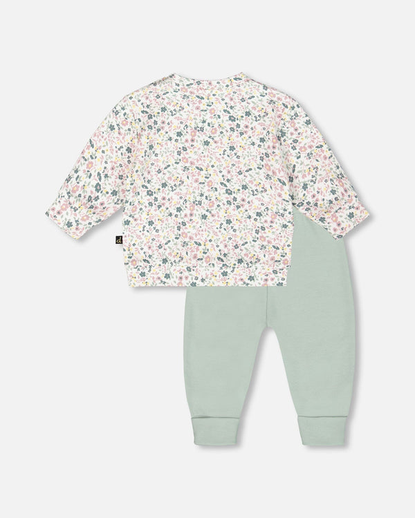 Organic Cotton Evolutive Pant And Long Sleeve Top Set Jade Green - H20A14_325