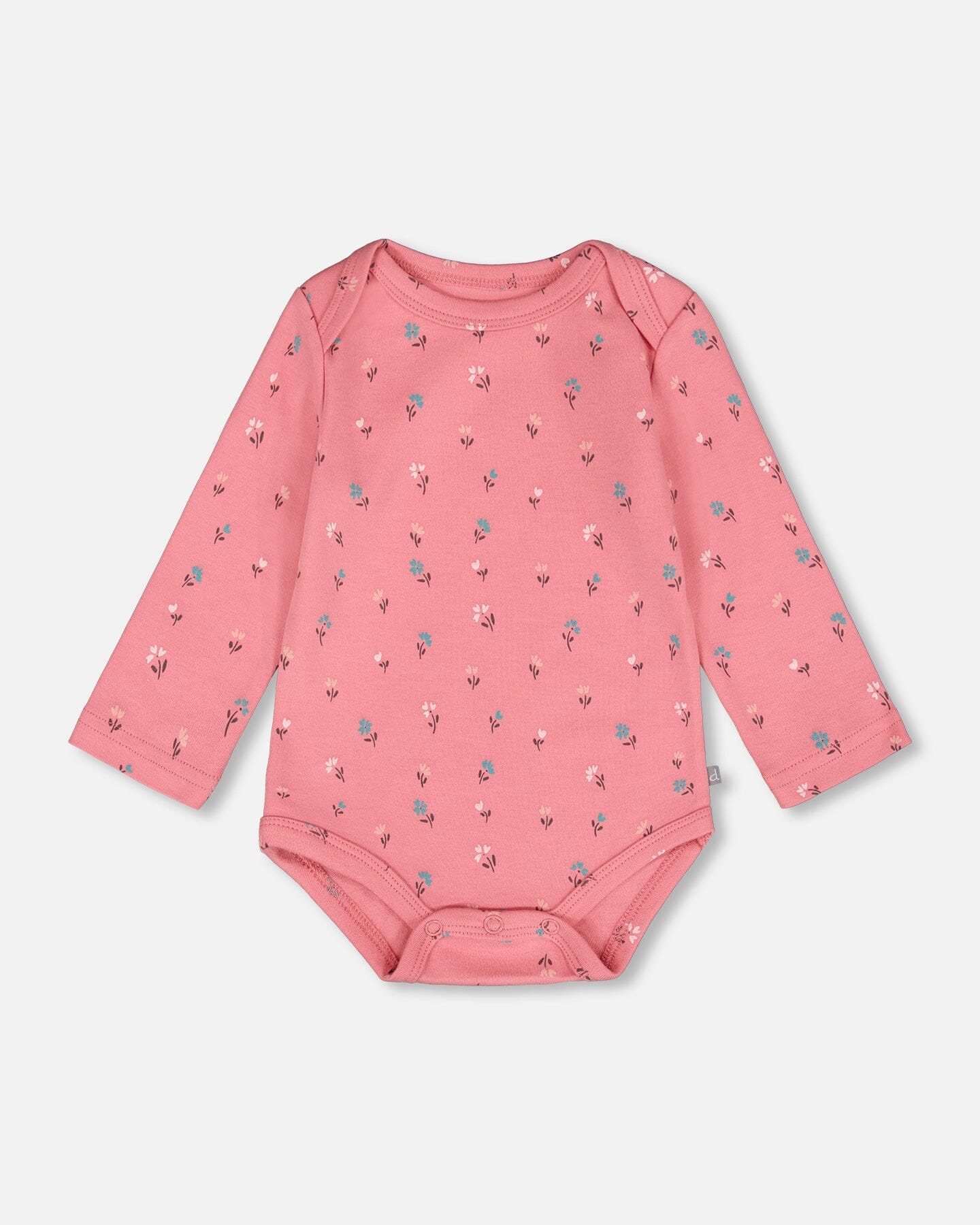 Organic Cotton Long Sleeve Romper Pink Floral - H20A70_048