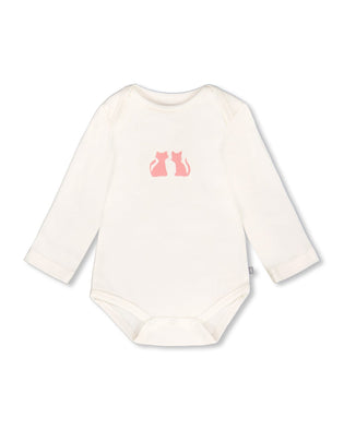 Organic Cotton Long Sleeve Romper Off-White Floral - H20A70_101