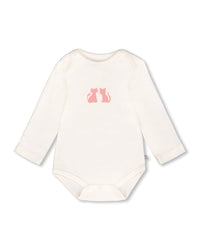 Organic Cotton Long Sleeve Romper Off-White Floral - H20A70_101