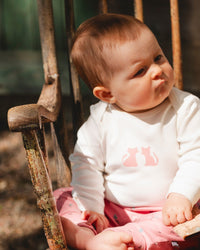 Organic Cotton Long Sleeve Romper Off-White Floral - H20A70_101