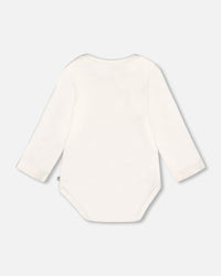 Organic Cotton Long Sleeve Romper Off-White Floral - H20A70_101