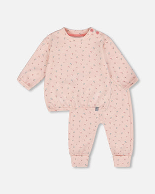 Organic Cotton Pant With Top Set Pink Mini Floral - H20B11_047