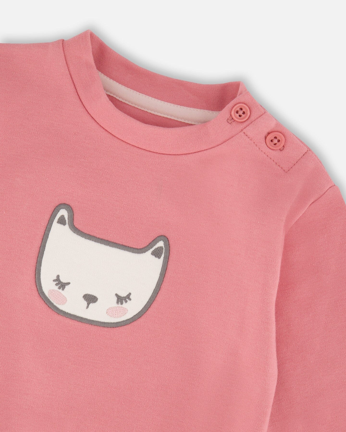 Organic Cotton Pant With Top Set Pink Cat Print - H20B11_049