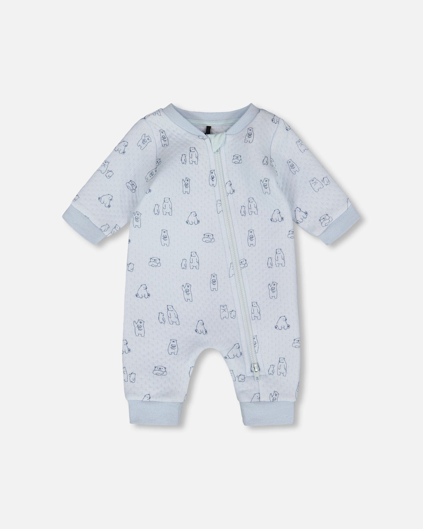 Organic Cotton One-Piece And Baby Romper Blue Bear Print - H20B40_054
