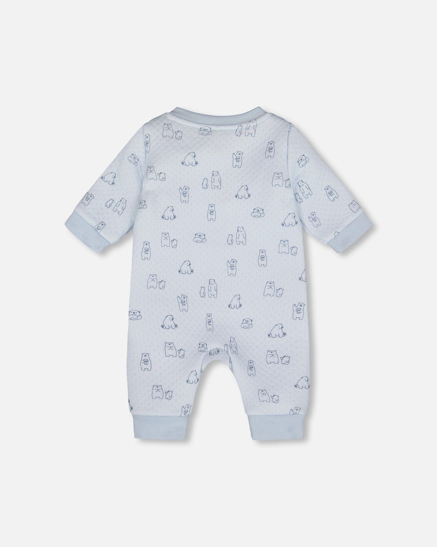 Organic Cotton One-Piece And Baby Romper Blue Bear Print - H20B40_054