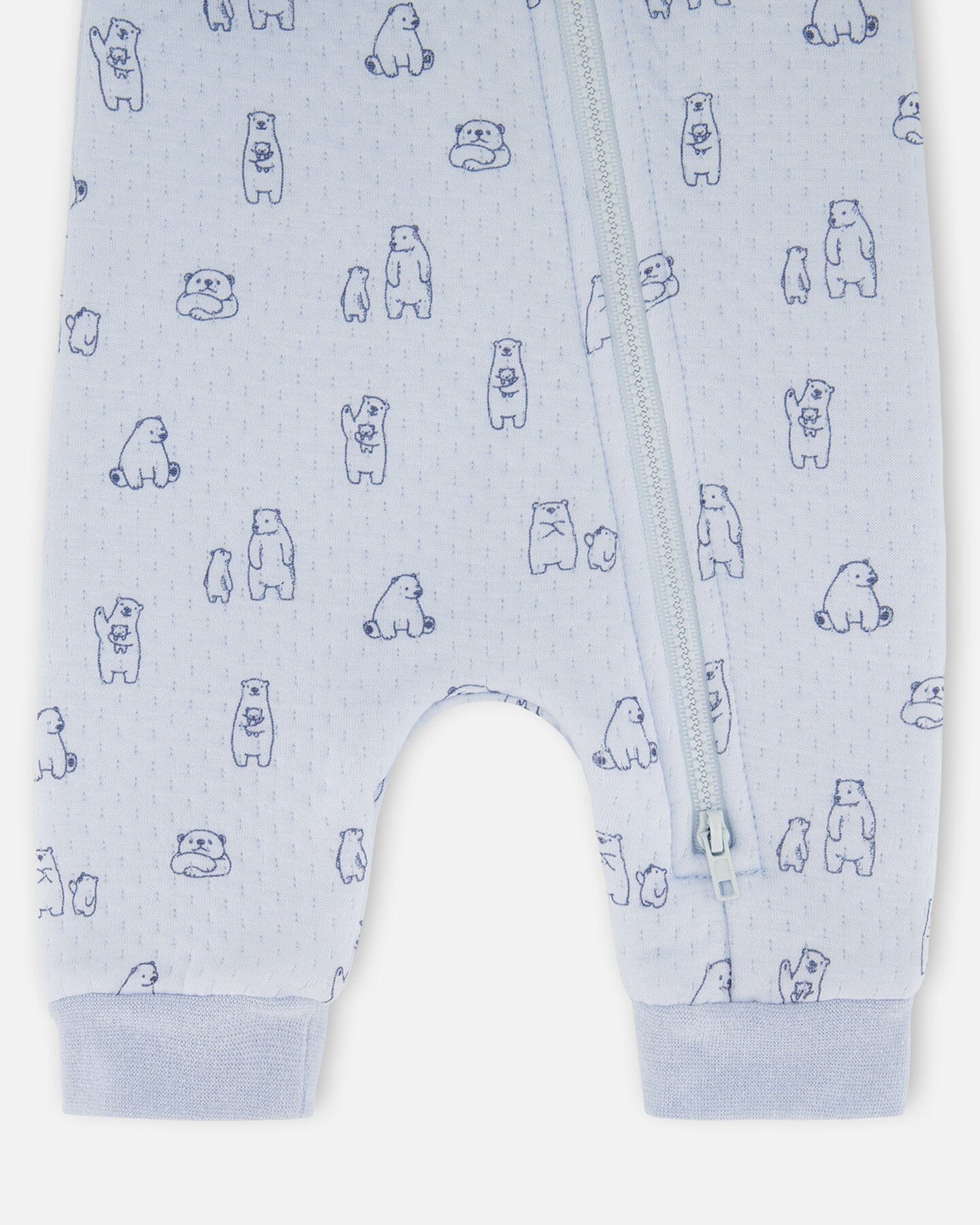 Organic Cotton One-Piece And Baby Romper Blue Bear Print - H20B40_054