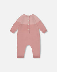 Knitted Bi-Color Cat Romper Old Pink - H20BT42_000