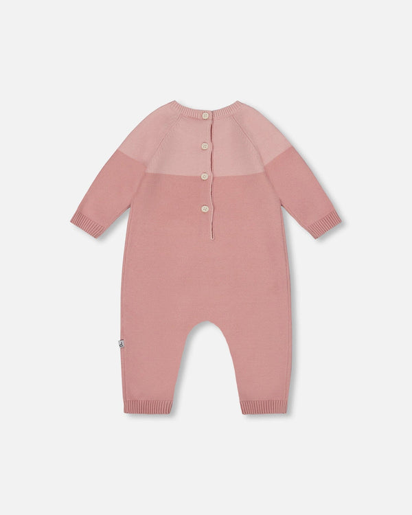 Knitted Bi-Color Cat Romper Old Pink - H20BT42_000
