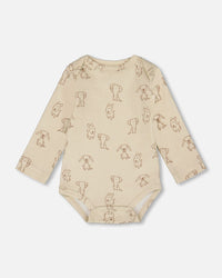 Organic Cotton Onesie Beige Puppy Print - H20C70_050