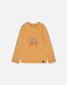 Organic Cotton T-Shirt Golden Yellow With Cat - H20E70_231