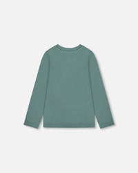 Organic Cotton T-Shirt Sage With Cat - H20E70_461