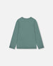 Organic Cotton T-Shirt Sage With Cat - H20E70_461