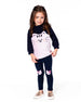 Long Bi-Material Top Dark Blue With Cat - H20E71_499