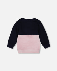 Long Bi-Material Top Dark Blue With Cat - H20E71_499