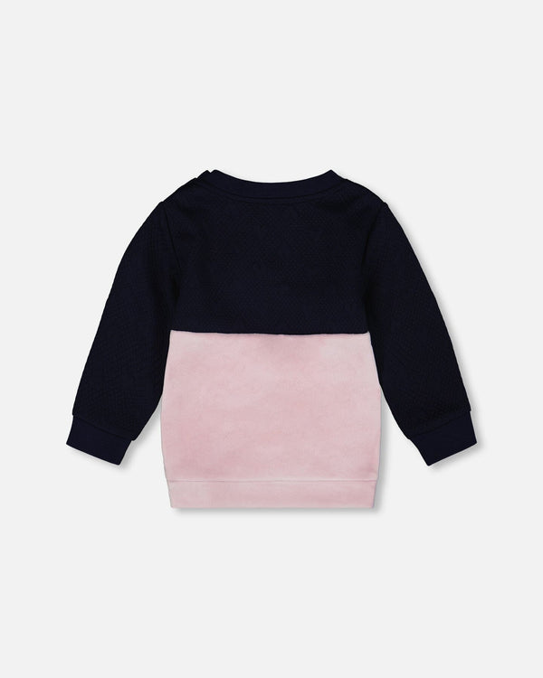 Long Bi-Material Top Dark Blue With Cat - H20E71_499