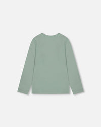 Organic Cotton Jersey Top Jade Green With Owl - H20F71_325