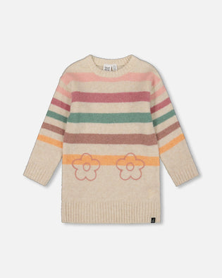 Knitted Tunic Off-White With Stripes - H20GT76_101