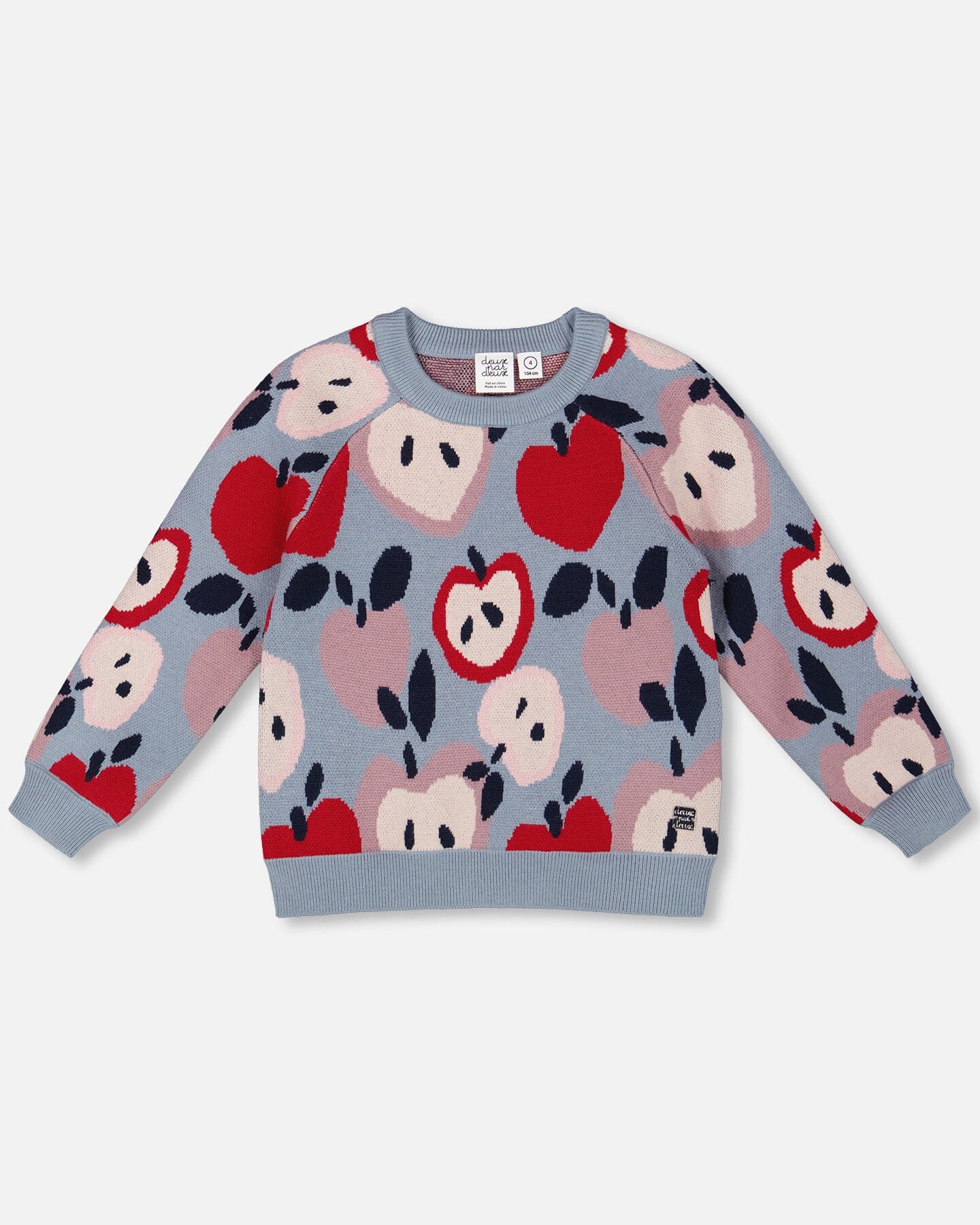 Knit Sweater Blue And Red With Apple Heart Jacquard - H20IT71_000